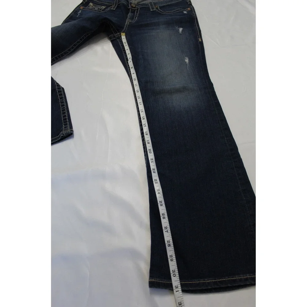 Big Star New Hazel Bootcut Jeans 32R Dark Wash Distressed Denim FWHAZRBS